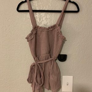 Beige pink adjustable tank top